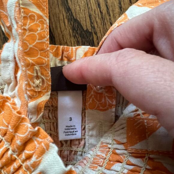 Tea Collection Girl's Smocked Orange Floral Flutter Sleeve Midi Dress - 3 - Picture 4 of 8